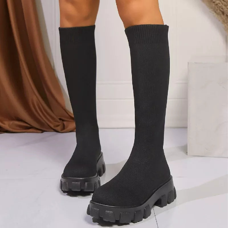 Chunky Platform Knee High Boots