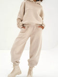 Solid Exposed Seams Hoodie and Joggers Activewear Set