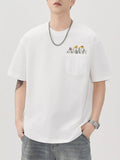 Men's Plus Size Floral Pocket Embroidered Casual T-Shirt