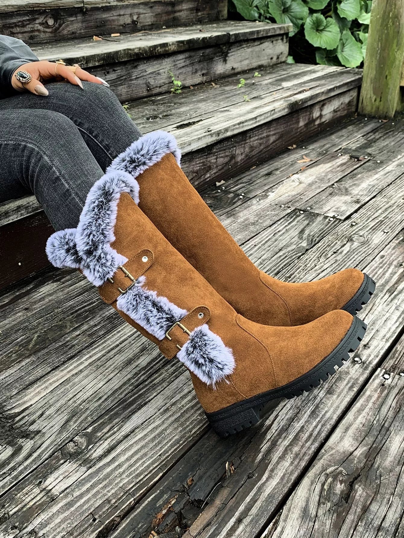 Round Toe Block Heels Boots