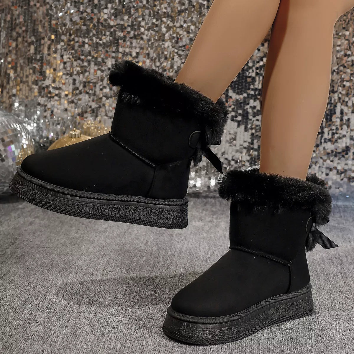 Cozy Faux Fur Trim Boots