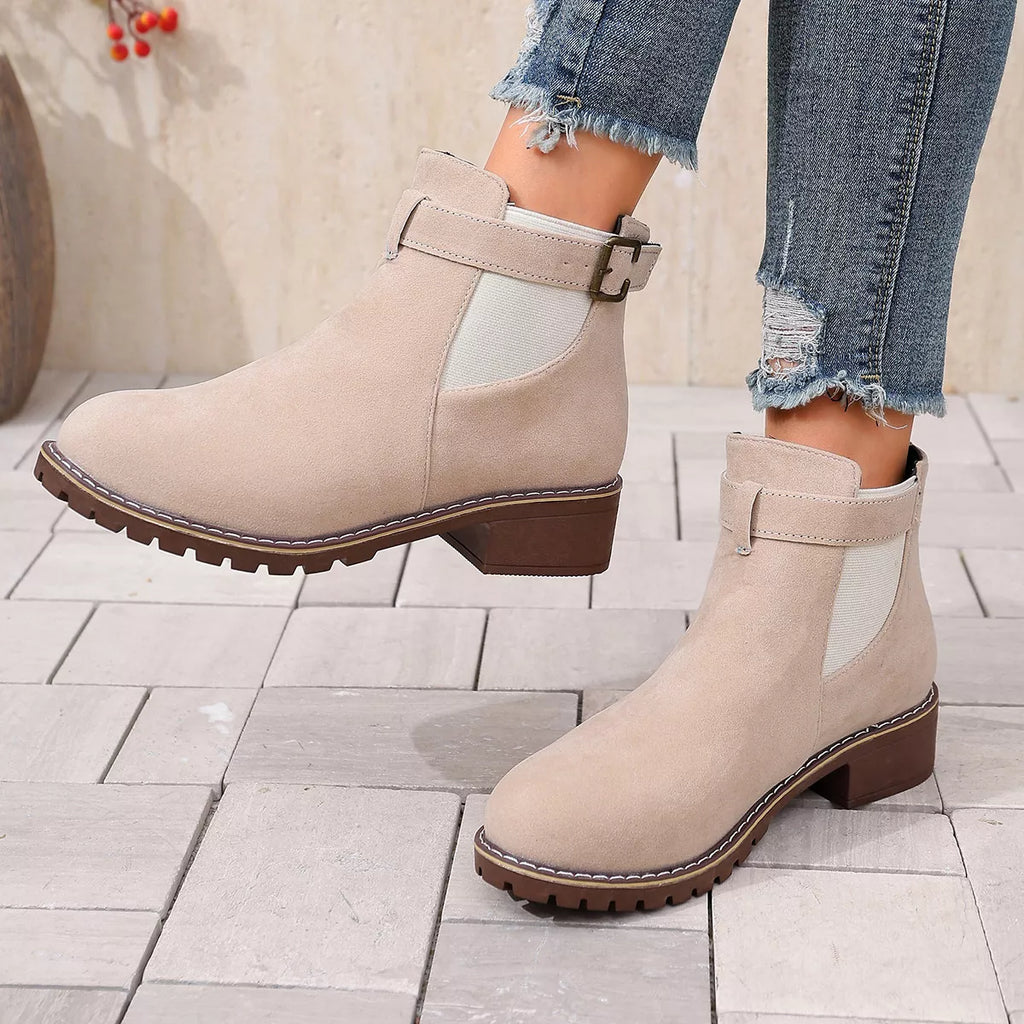 Round Toe Block Heels Boots