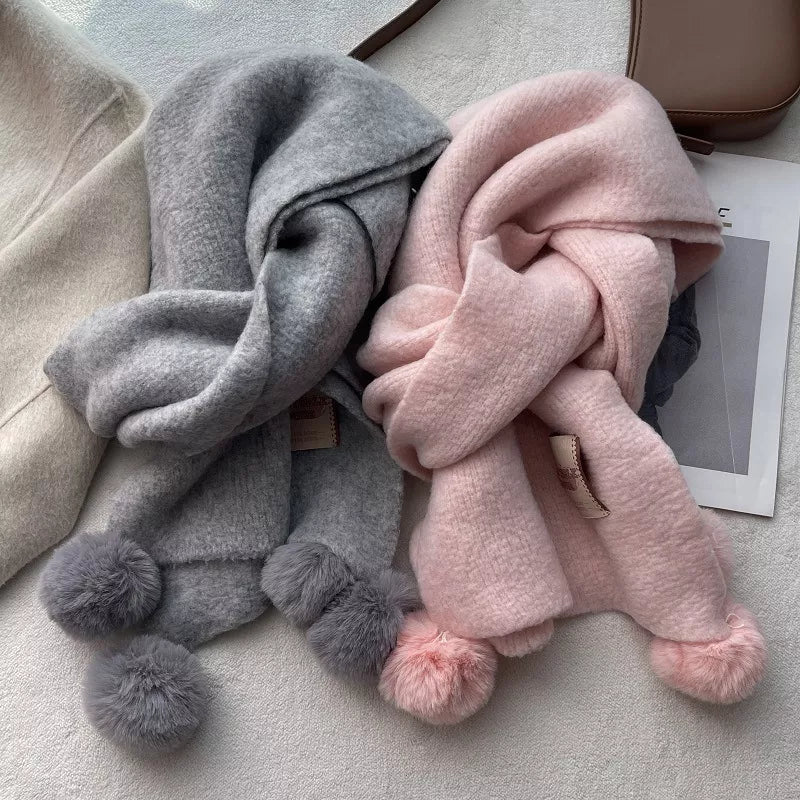 Pom-Pom Tassel Warm Scarf
