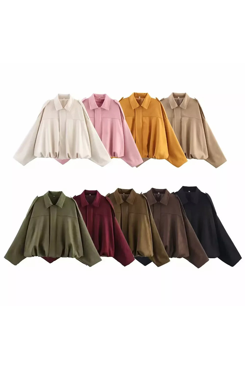 Collared Neck Dropped Shoulder Jacket