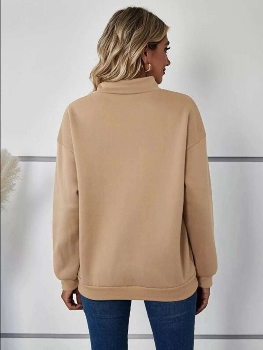 Zip-Up Collar Sweatshirt with Pocket