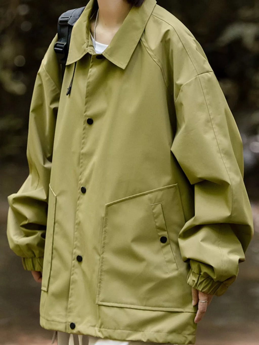 Men's Full Size Casual Snap-Down Windbreaker Jacket Plus Size