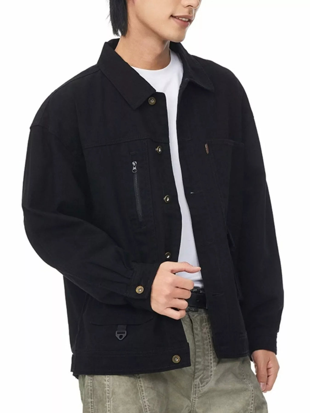 Men's Full Size Button Up Long Sleeve Jacket Plus Size