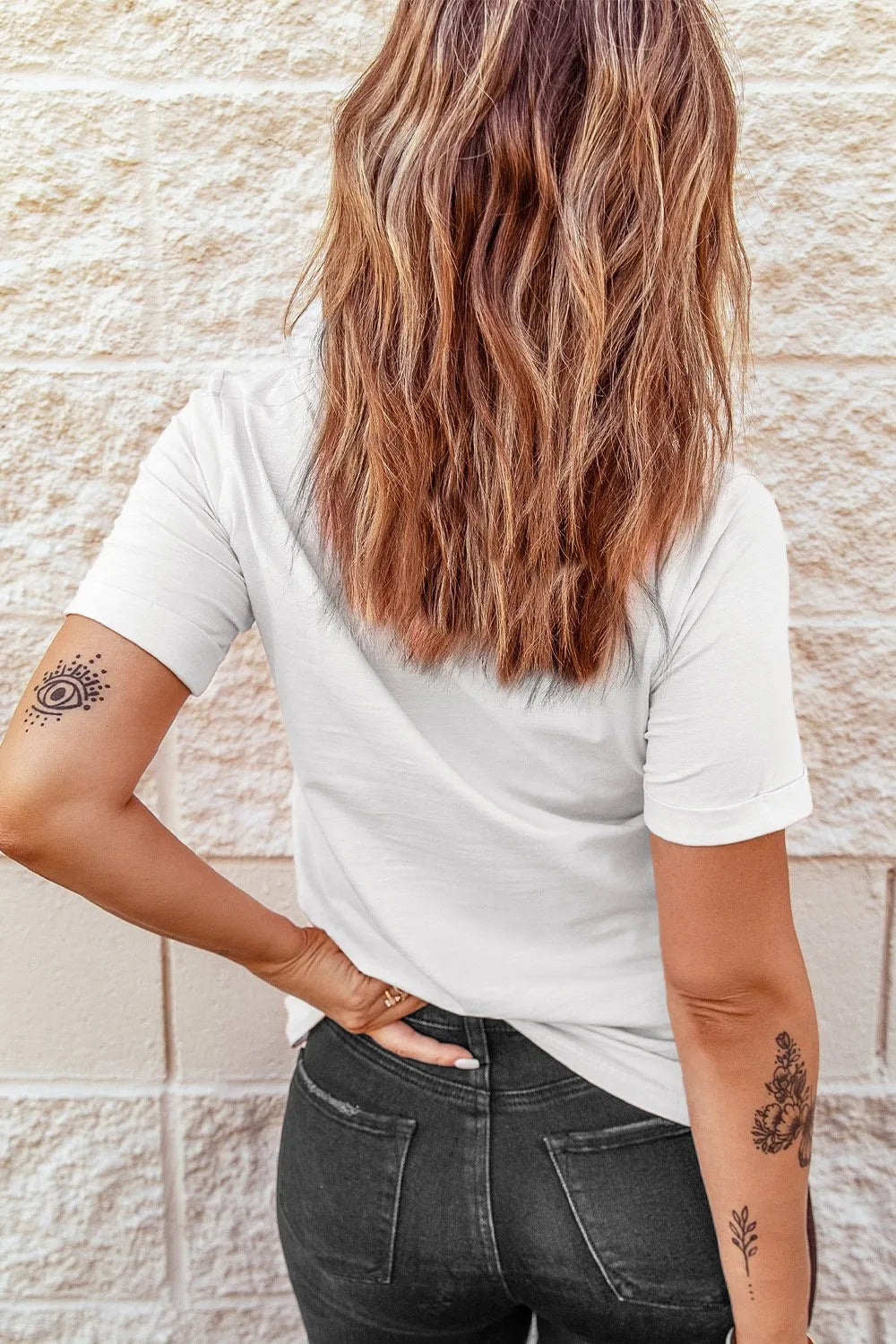 Sequin Star Round Neck Short Sleeve T-Shirt