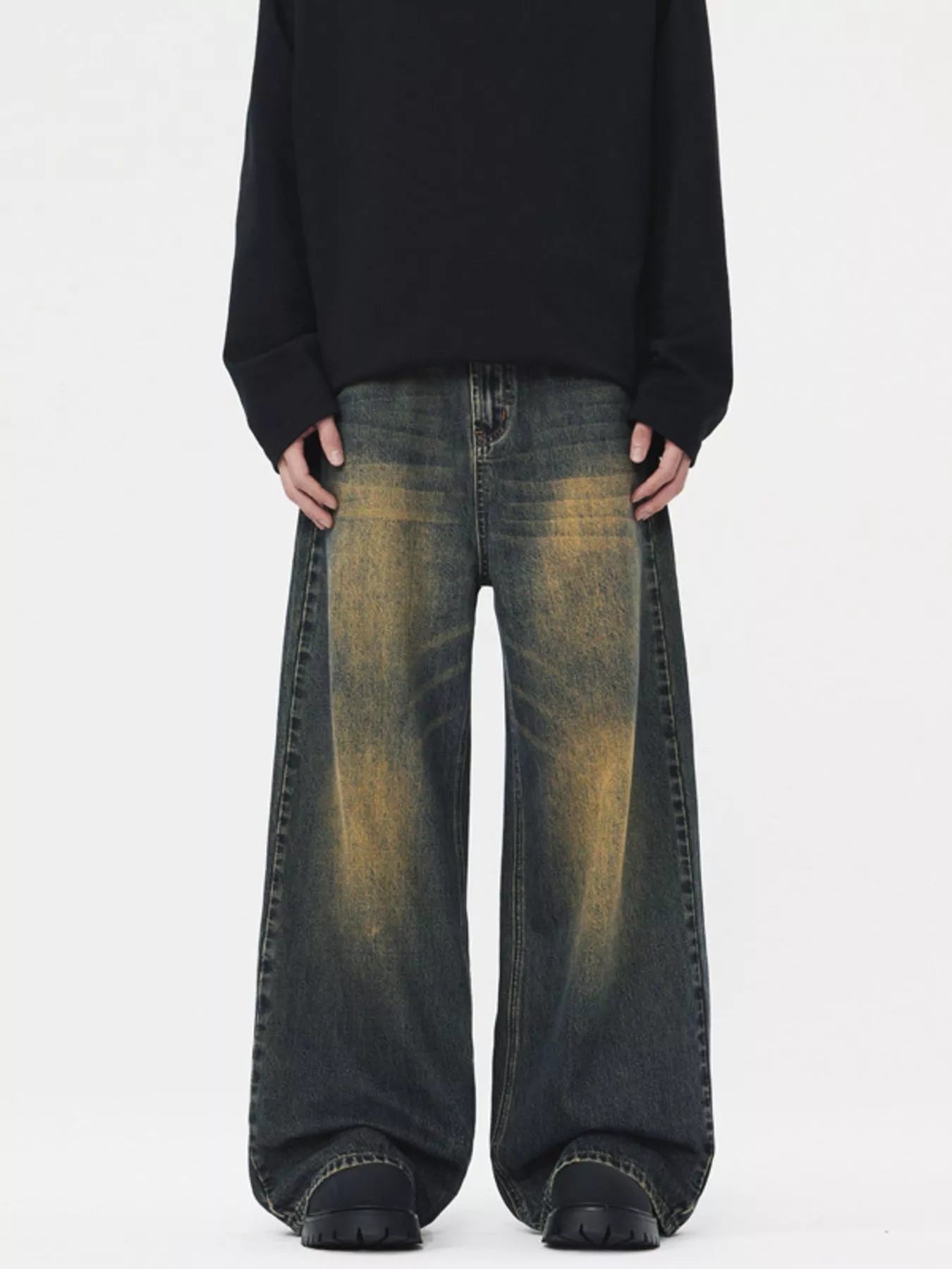 Men's Vintage Wash Wide Leg Jeans