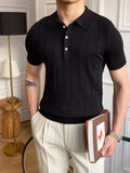 Men's Plus Size Slim Fit Knitted Polo Shirt