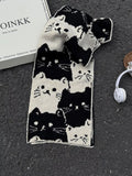 Cute Cat Pattern Knitted Scarf