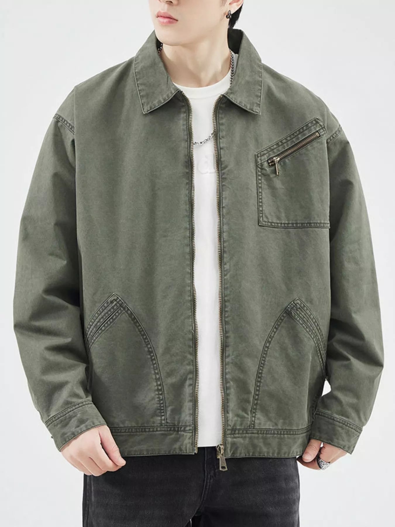 Men's Plus Size Zip Up Long Sleeve Jacket