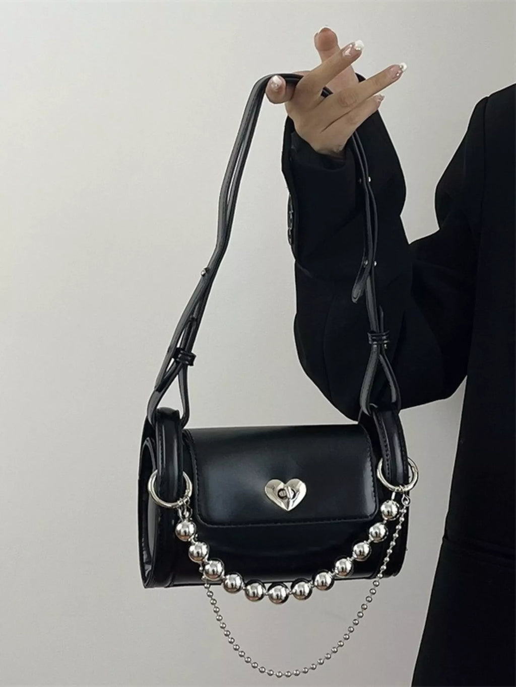 Heart Headed Chain Decor Shoulder Bag
