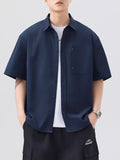 Men's Plus Size Casual Solid Color Short Sleeve Shirt