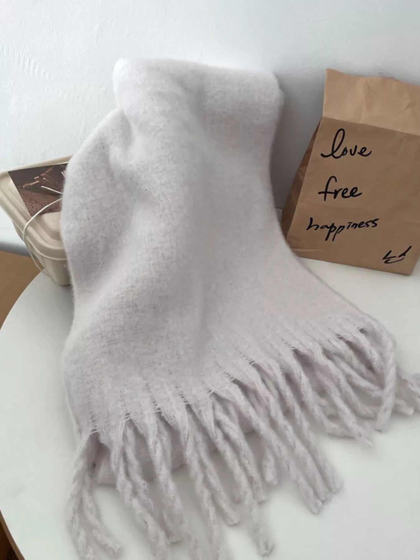 Solid Color Fringe Scarf