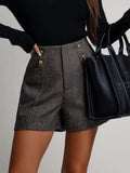 High-Waisted Tweed Shorts