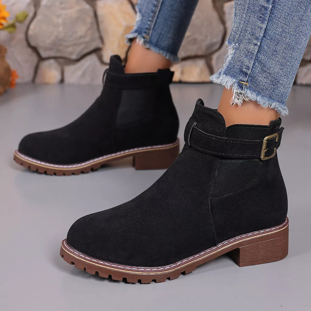Round Toe Block Heels Boots