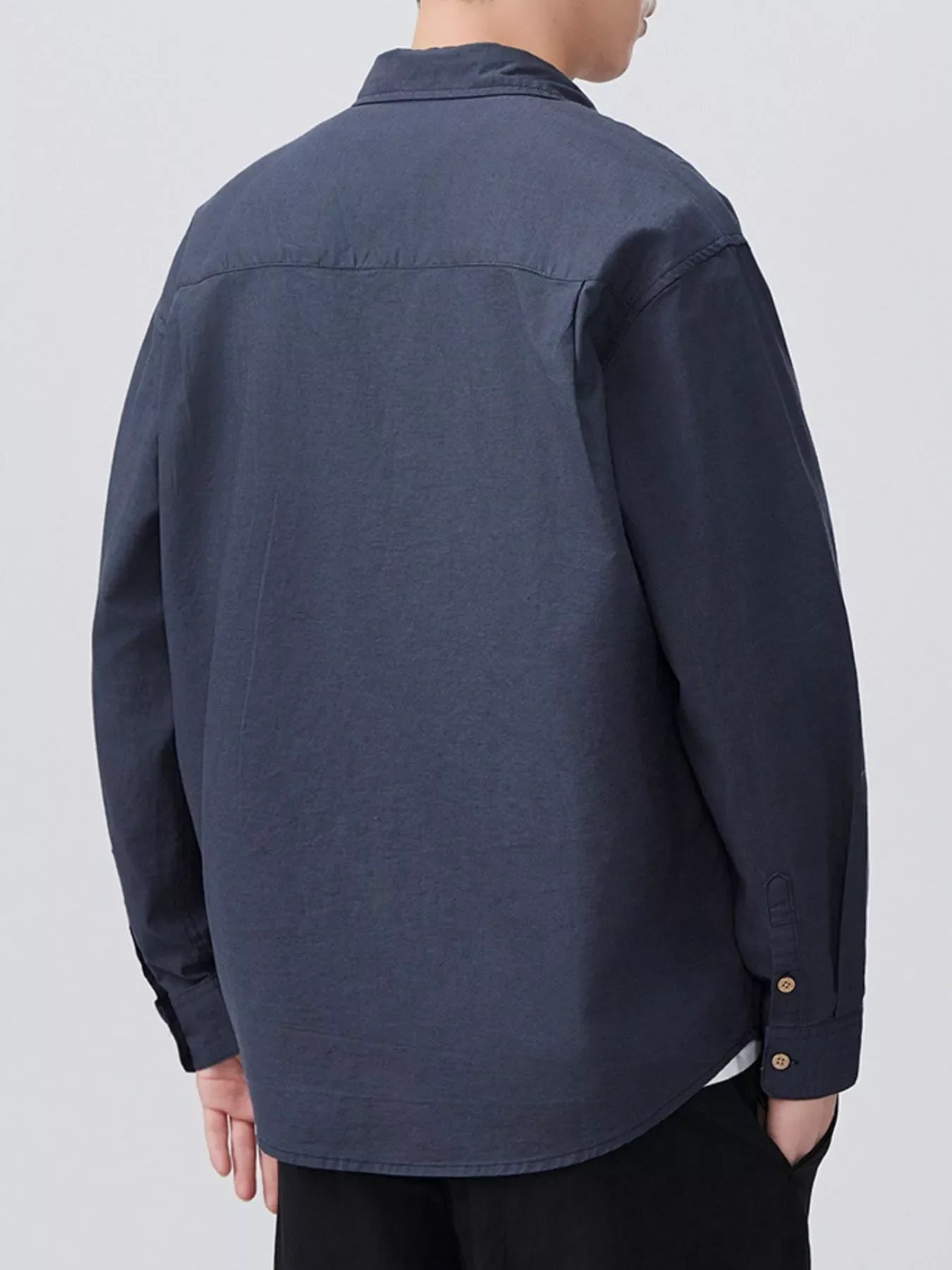 Men's Plus Size Casual Solid Color Long Sleeve Shirt