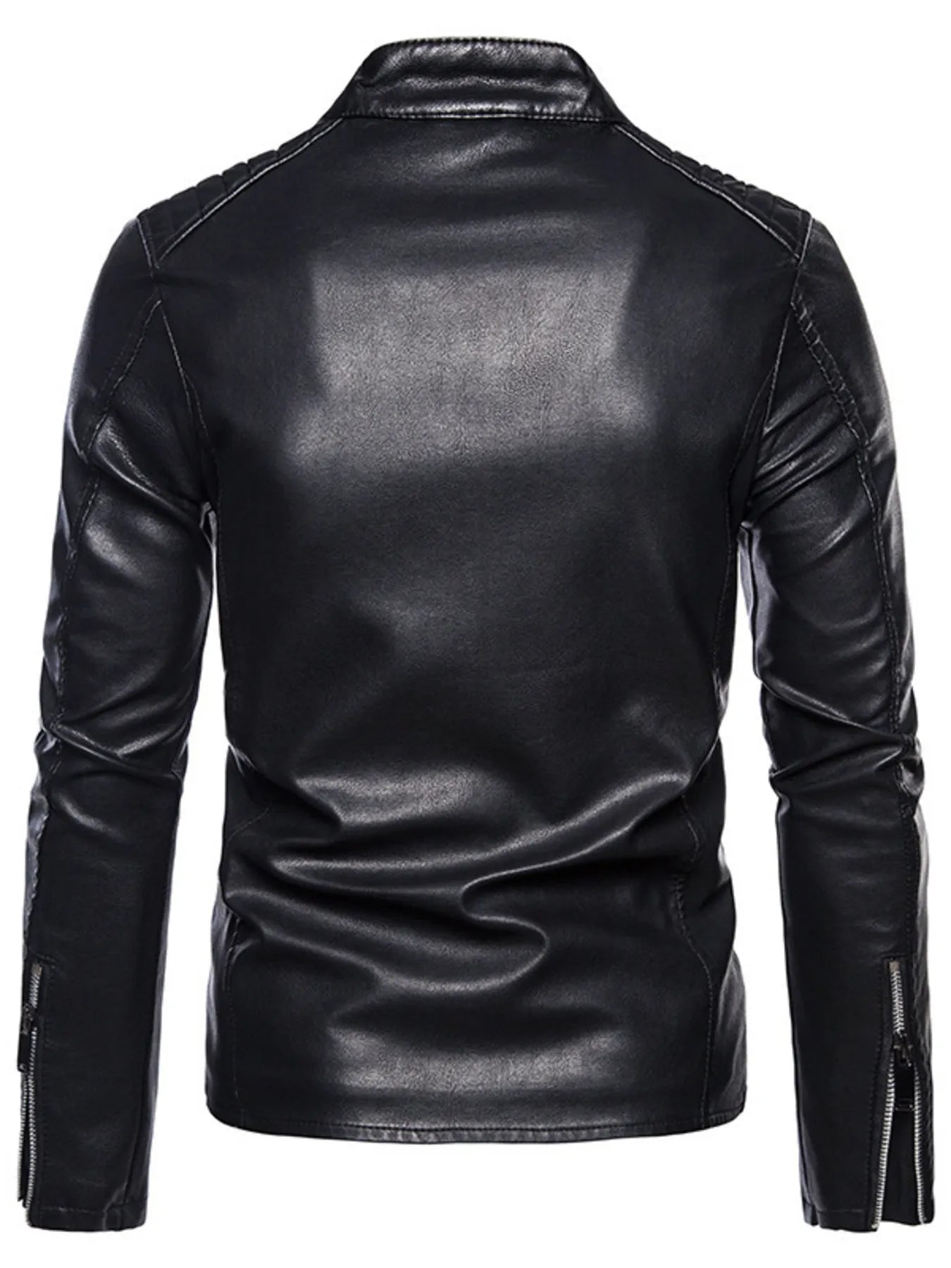 Men's Plus Size Zip Up Leather Moto Jacket