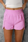 Smocked Elastic Waist Checkered Shorts