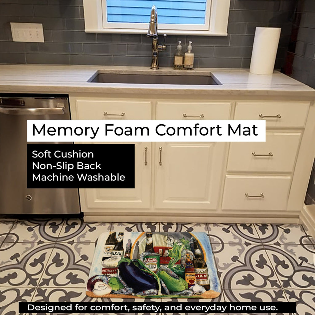 Eggplant and New Orleans Beers  Memory Foam Kitchen Mat Machine Washable Anti-Fatigue Cushion Comfort Bath or Kitchen Rug
