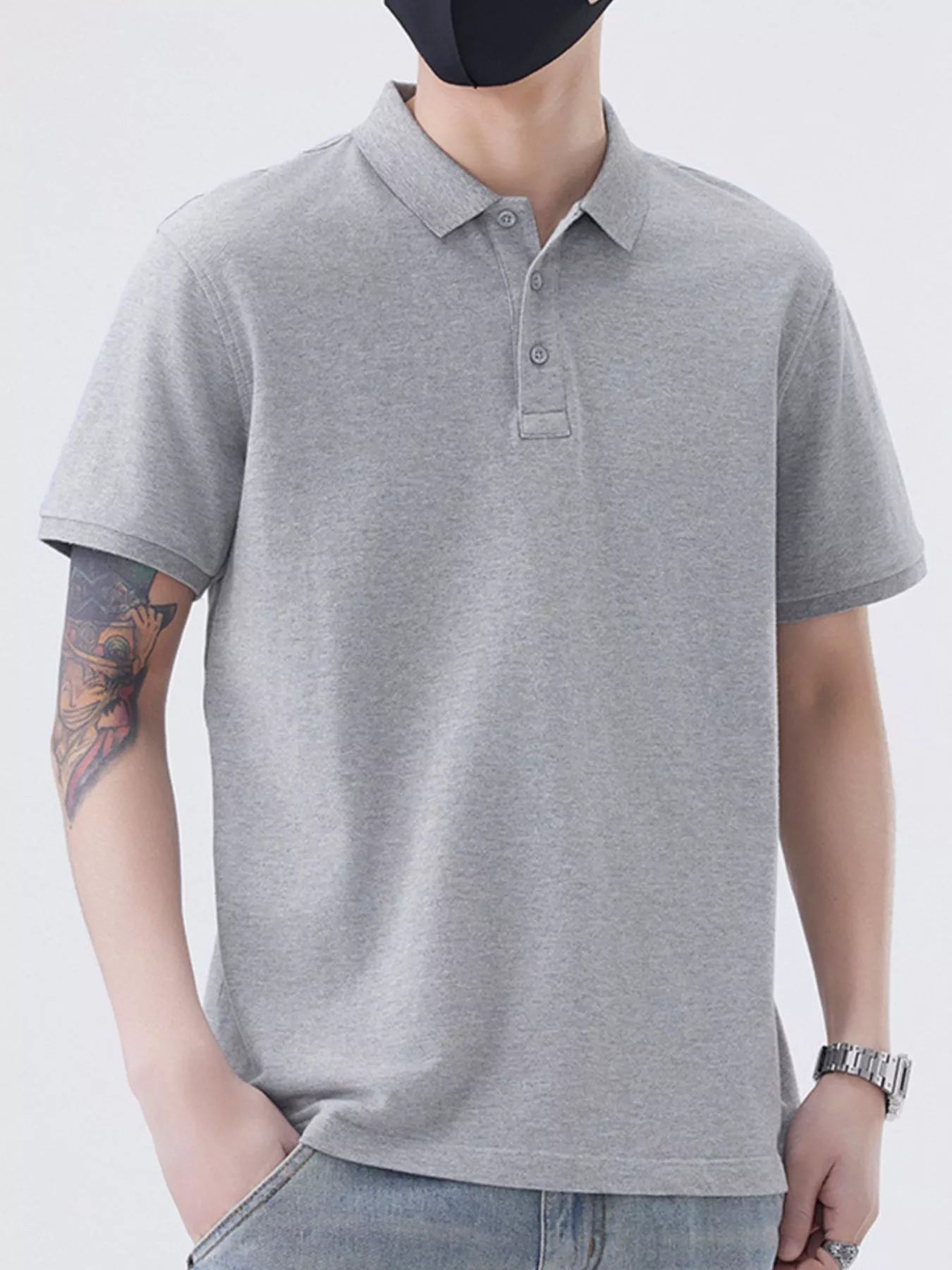 Men's Plus Size Casual Solid Color Polo Shirt