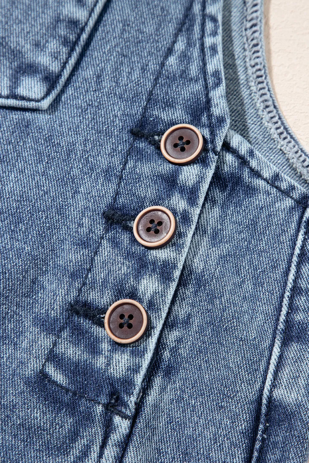 Distressed Bib Pocket Wide Leg Denim Overalls