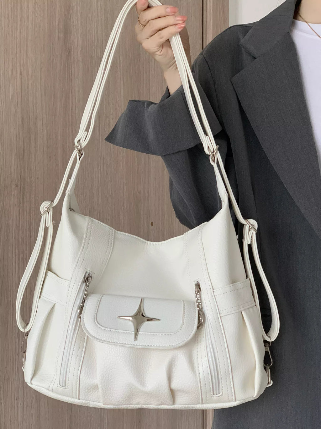 Adjustable Strap Star Decor Convertible Crossbody Bag