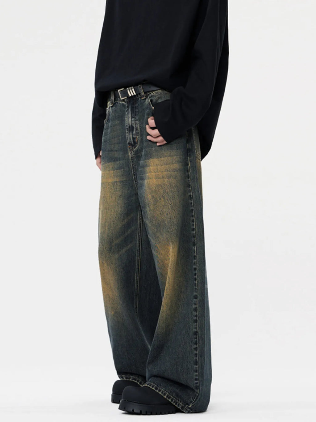 Men's Vintage Wash Wide Leg Jeans