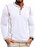 Men's Full Size Casual Button Detail Long Sleeve T-Shirt Plus Size