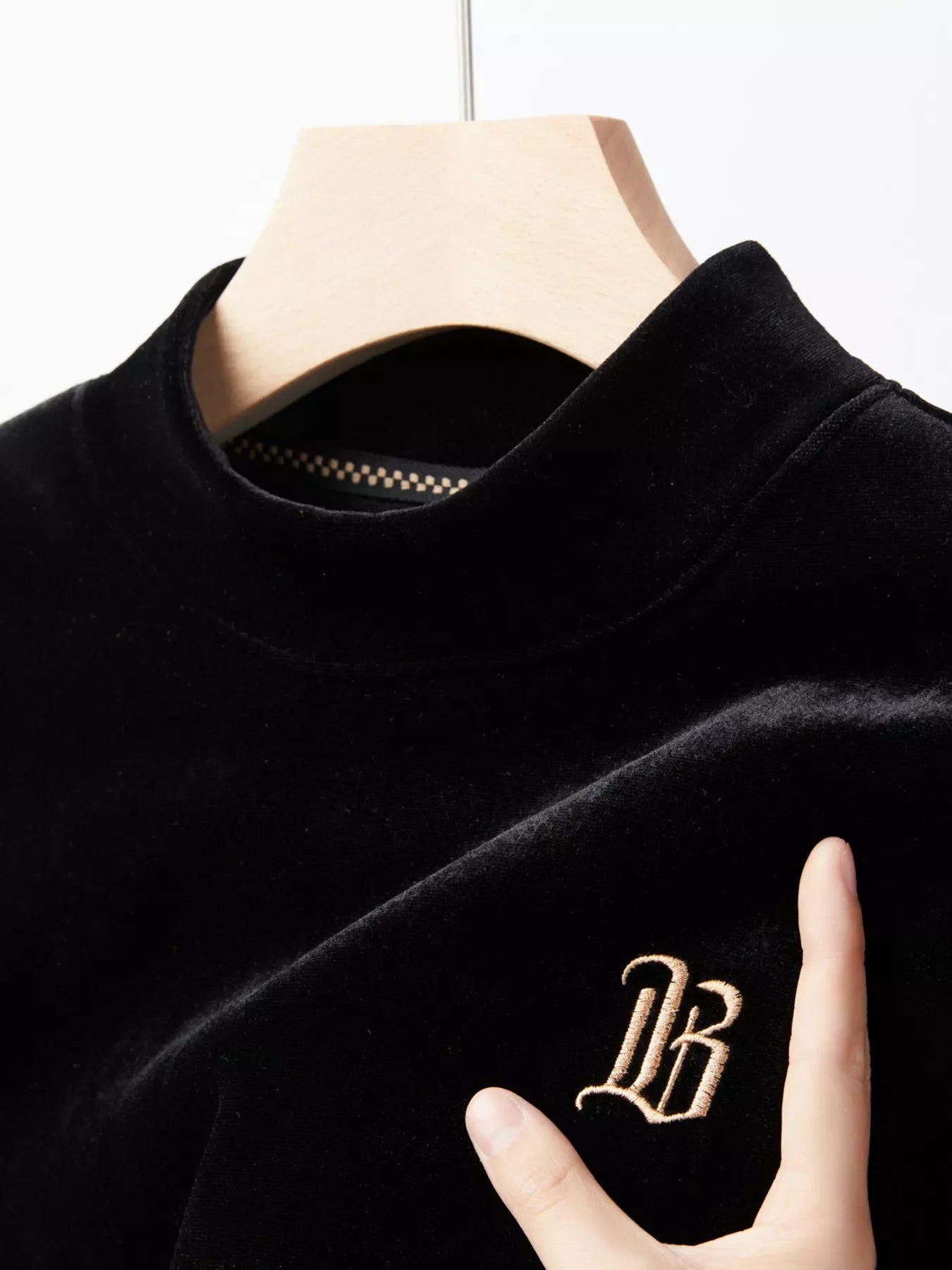 Men's Plus Size Velvet Embroidered Warm T-Shirt