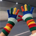 Colorful Striped Knitted Gloves