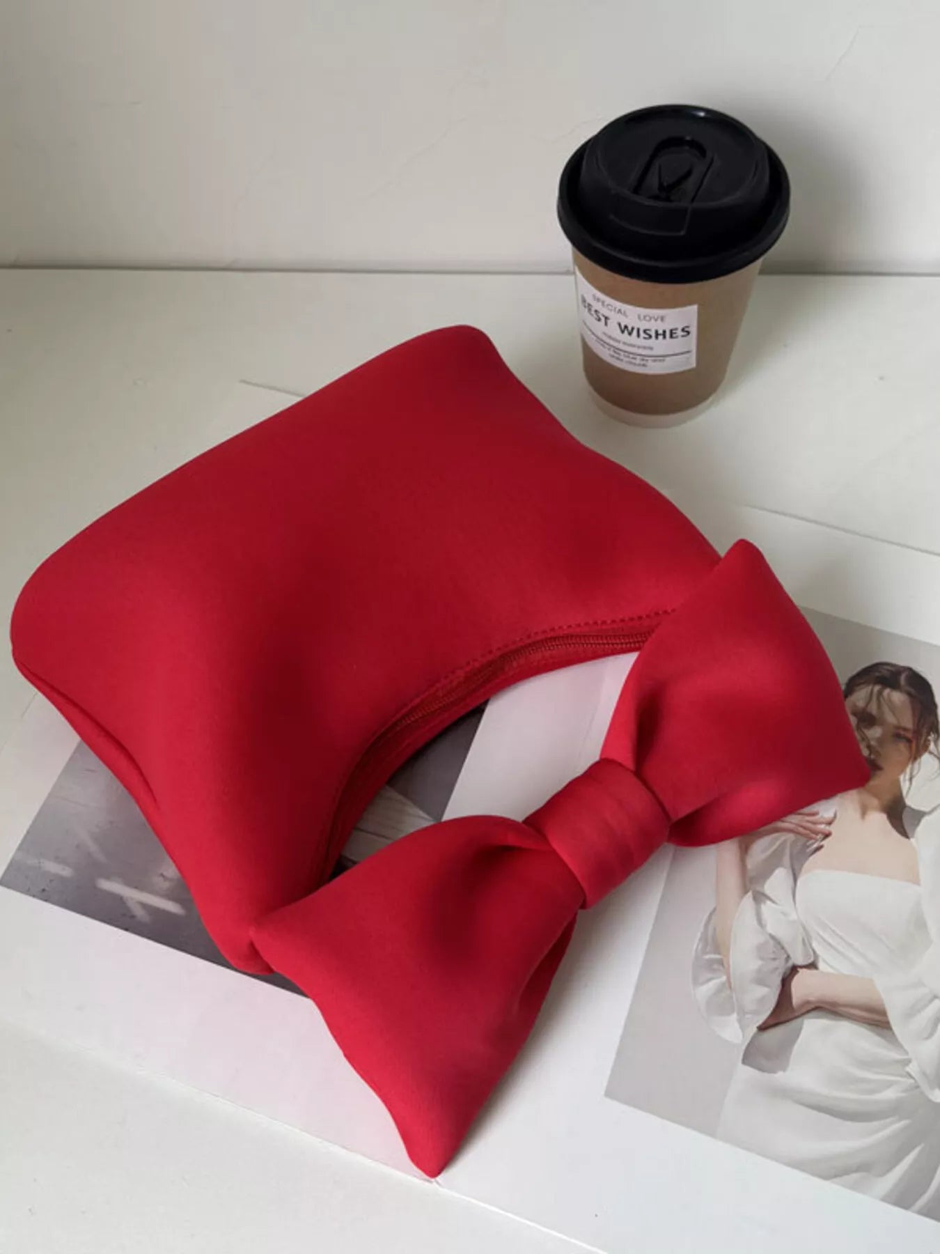 Solid Color Bow Handbag