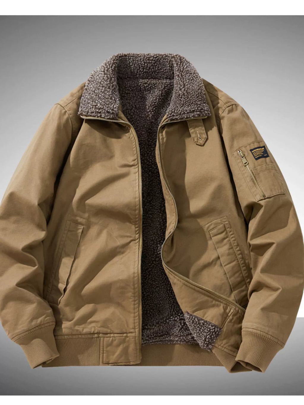 Men's Plus Size Winter Sherpa Lined Bomber Jacket