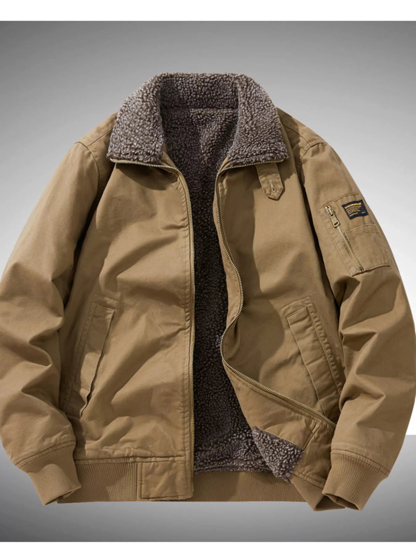 Men's Plus Size Winter Sherpa Lined Bomber Jacket