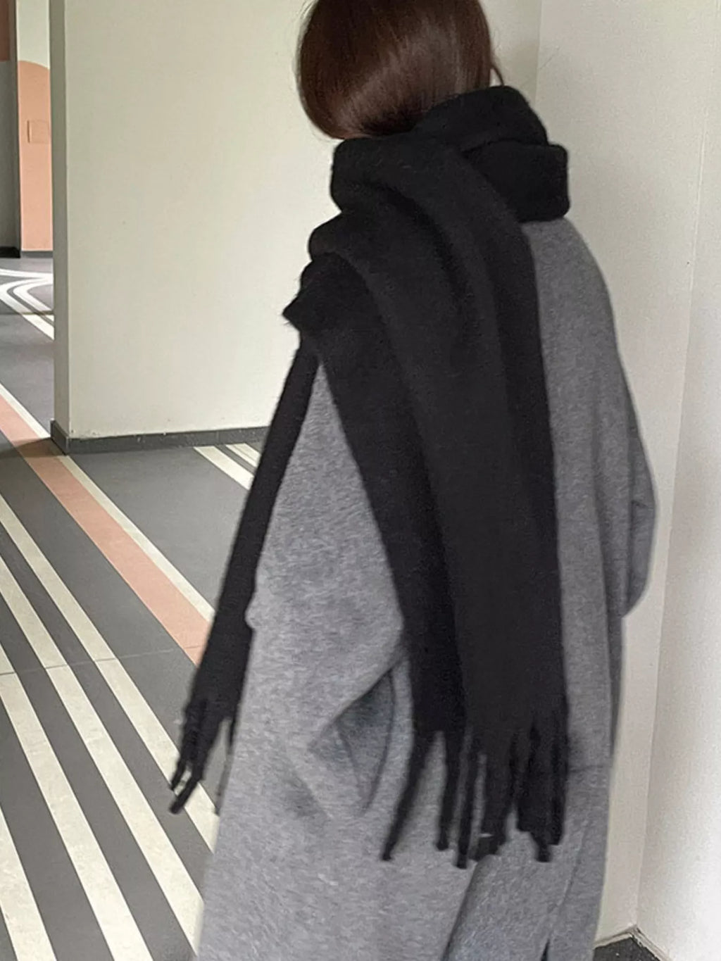 Solid Color Fringe Scarf