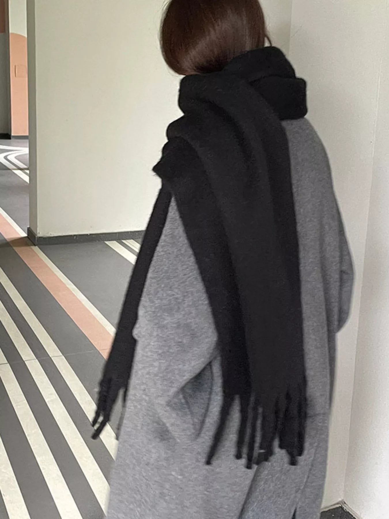 Solid Color Fringe Scarf
