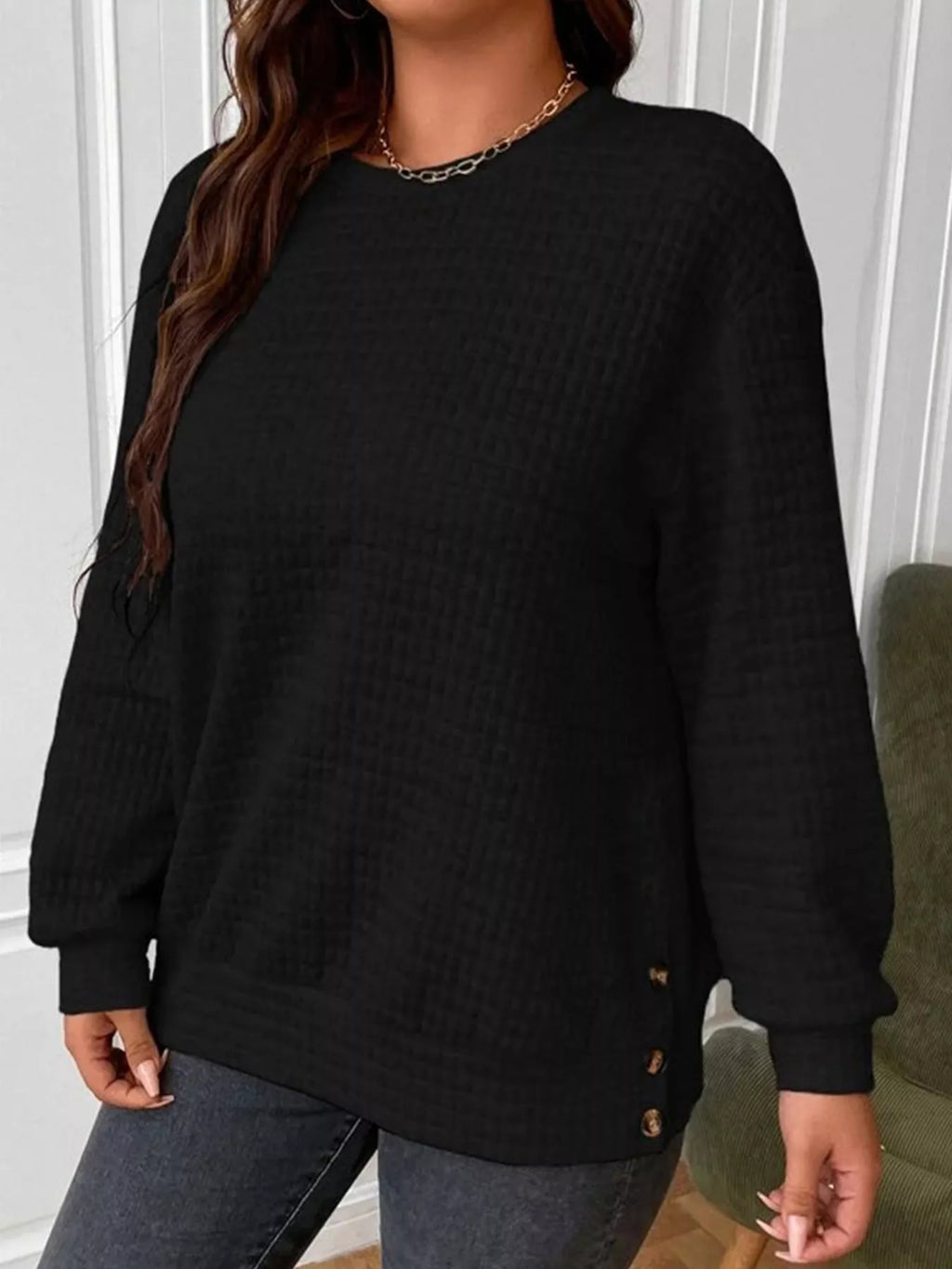Textured Round Neck Sweatshirt
