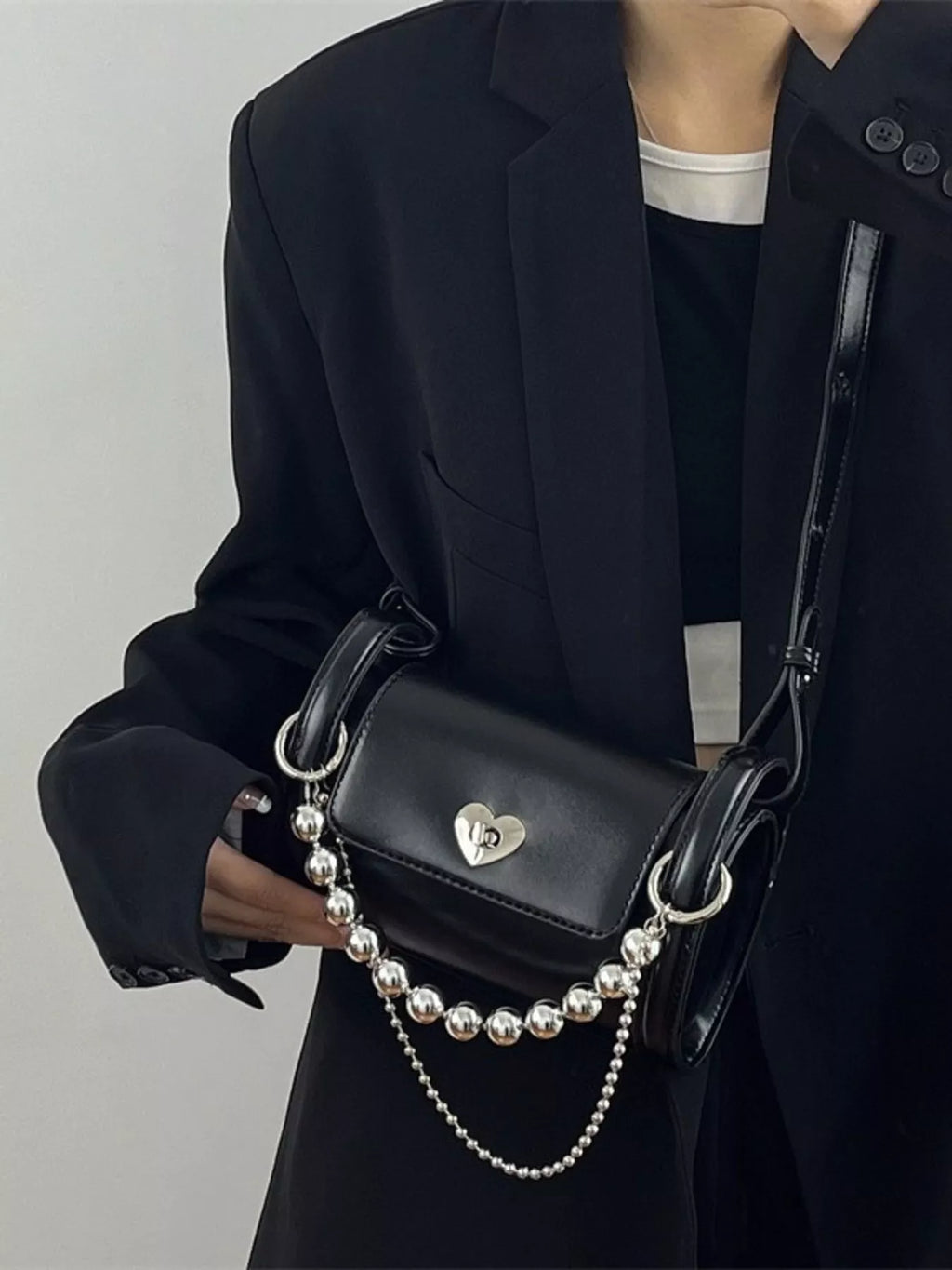 Heart Headed Chain Decor Shoulder Bag