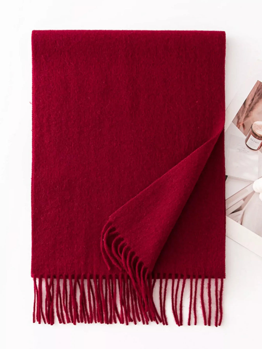Solid Color Fringe Scarf
