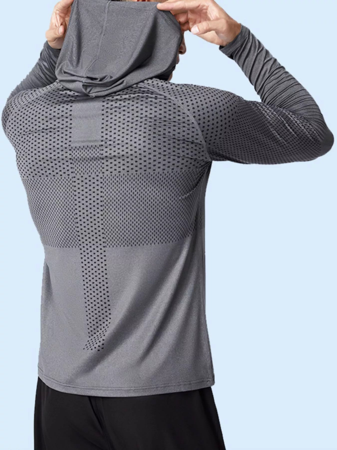 Men's Plus Size Breathable Long Sleeve Hooded Active Top