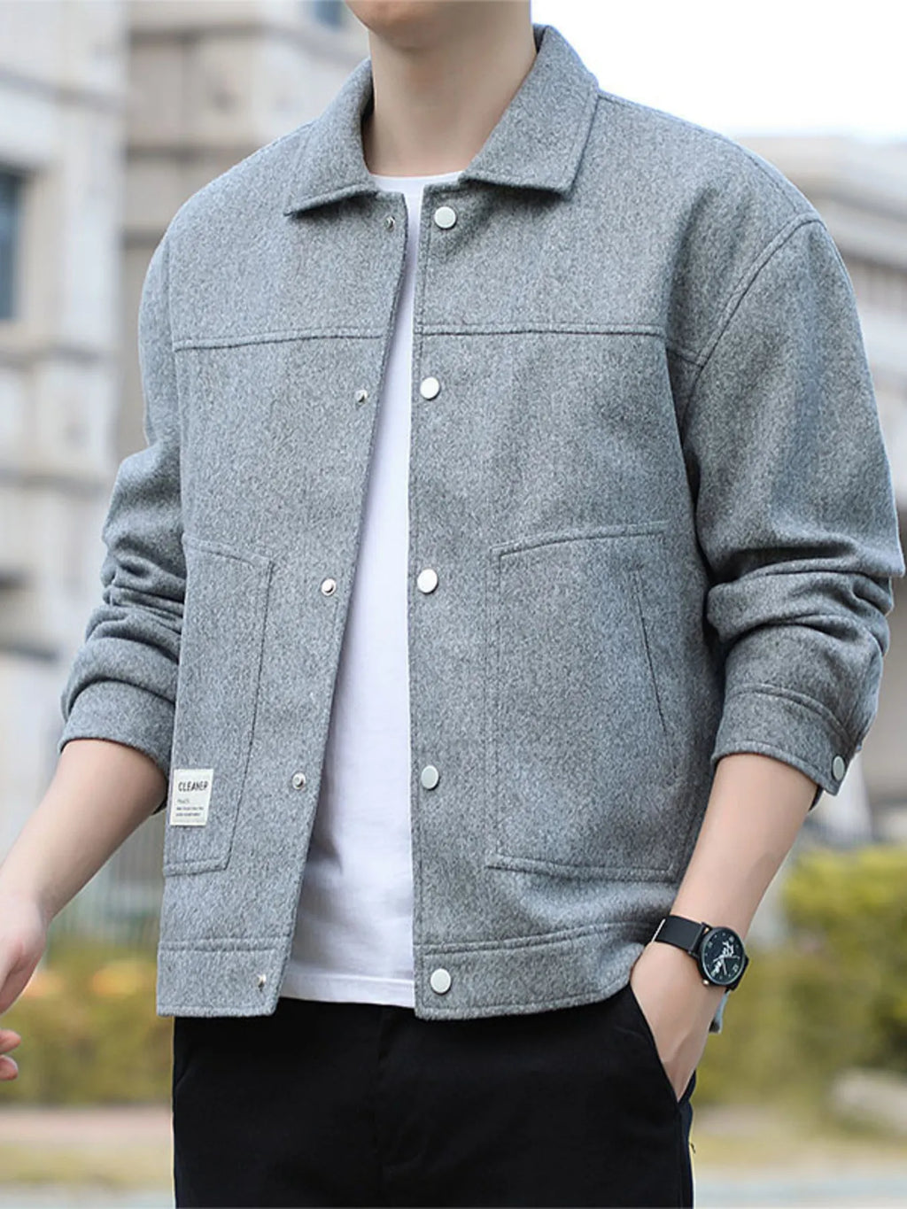 Men's Plus Size Casual Snap-Down Jacket