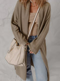 Solid Color Textured Knit Open Front Oversize Cardigan