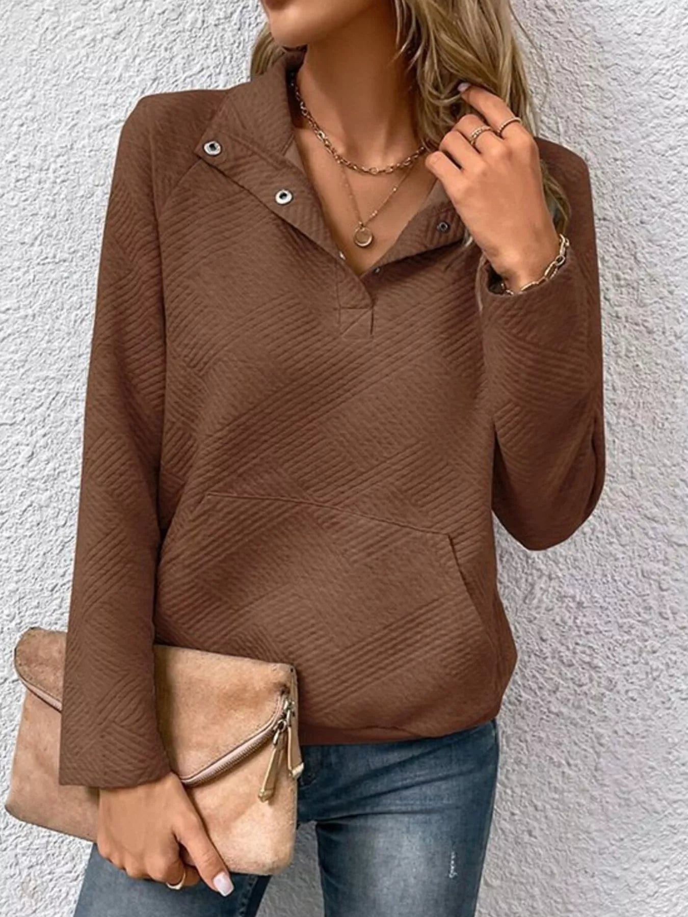 Textured Quarter Snap Sweatshirt