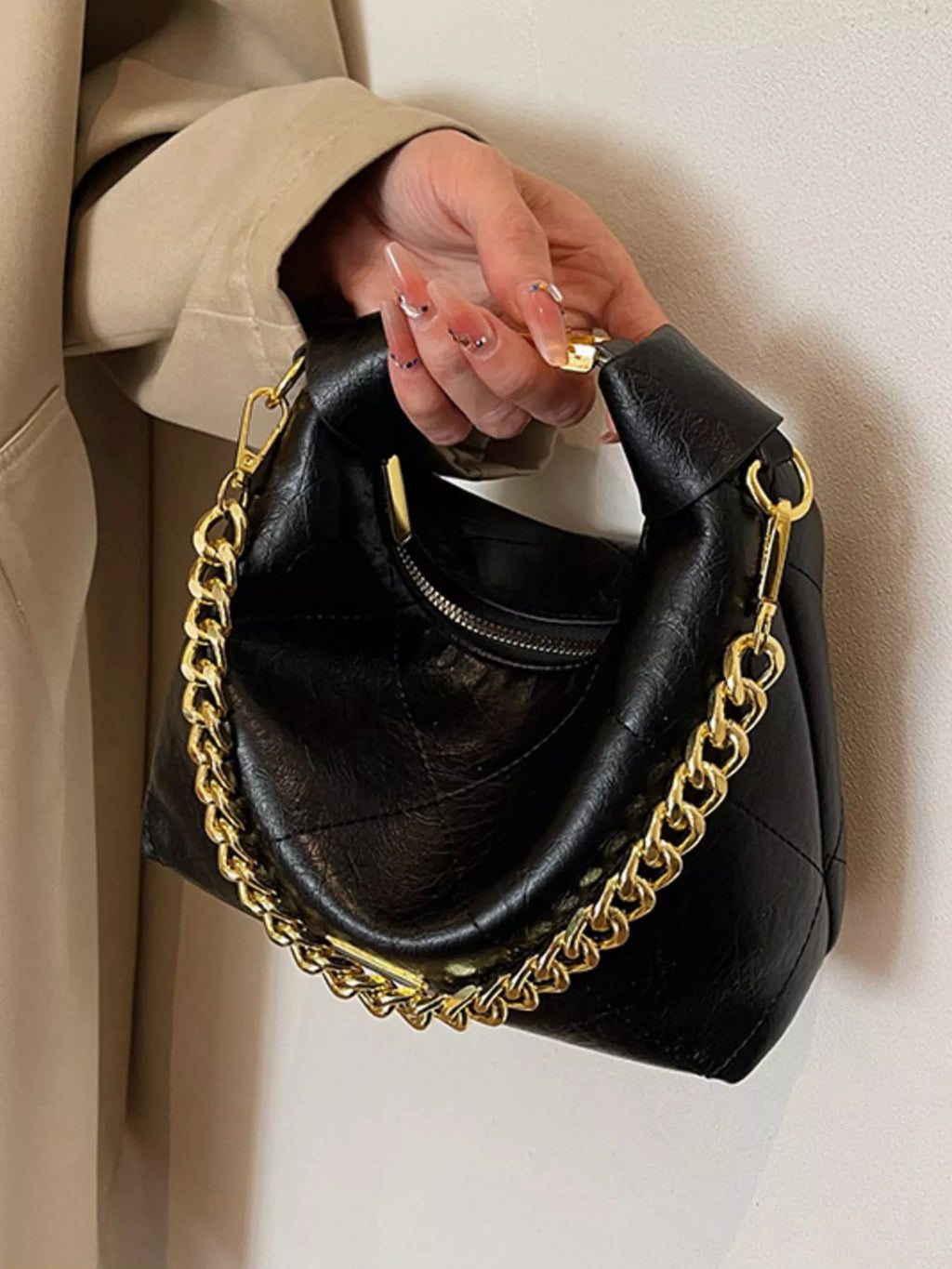 Chain Decor Leather Bag