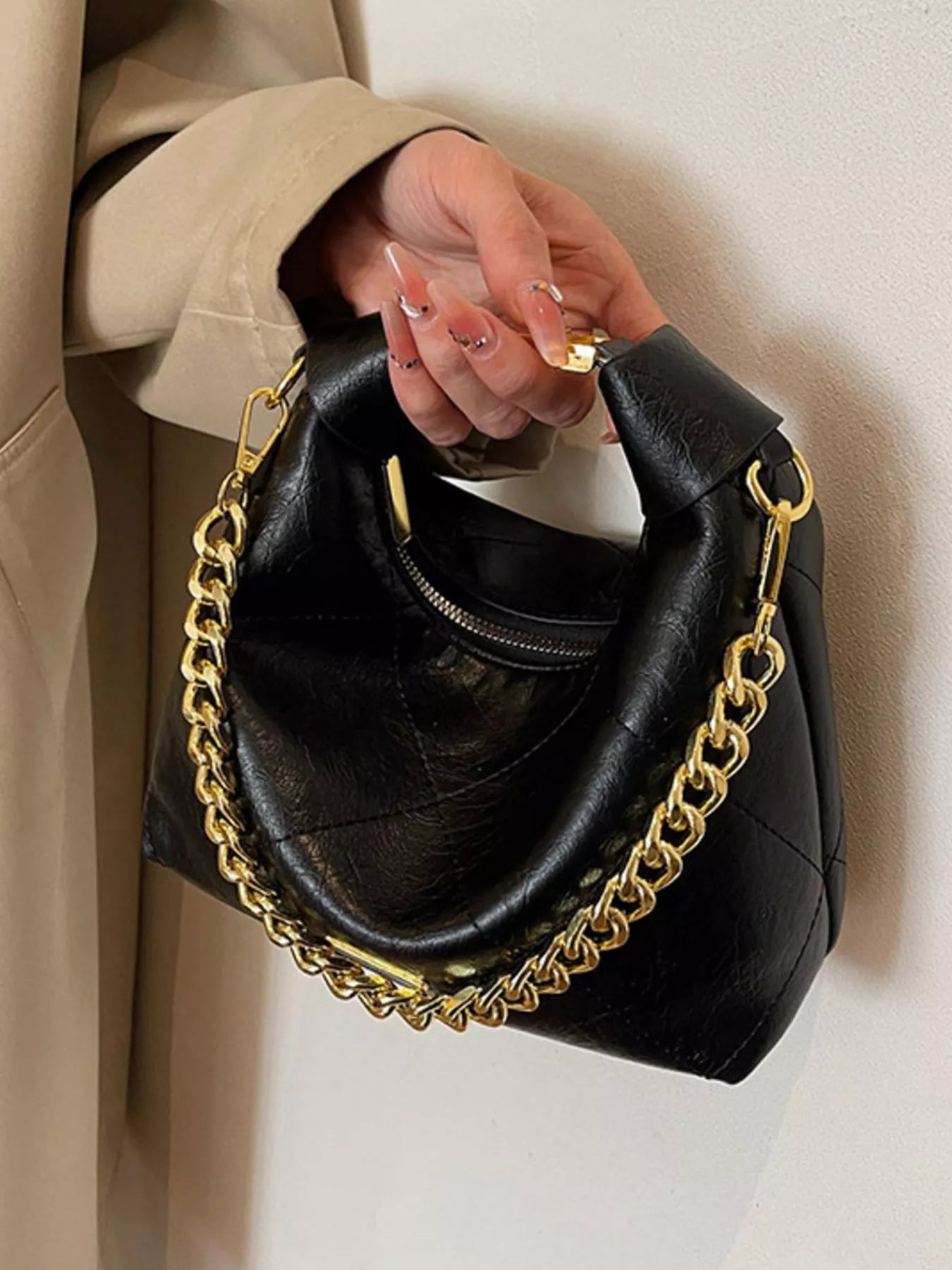 Chain Decor Leather Bag