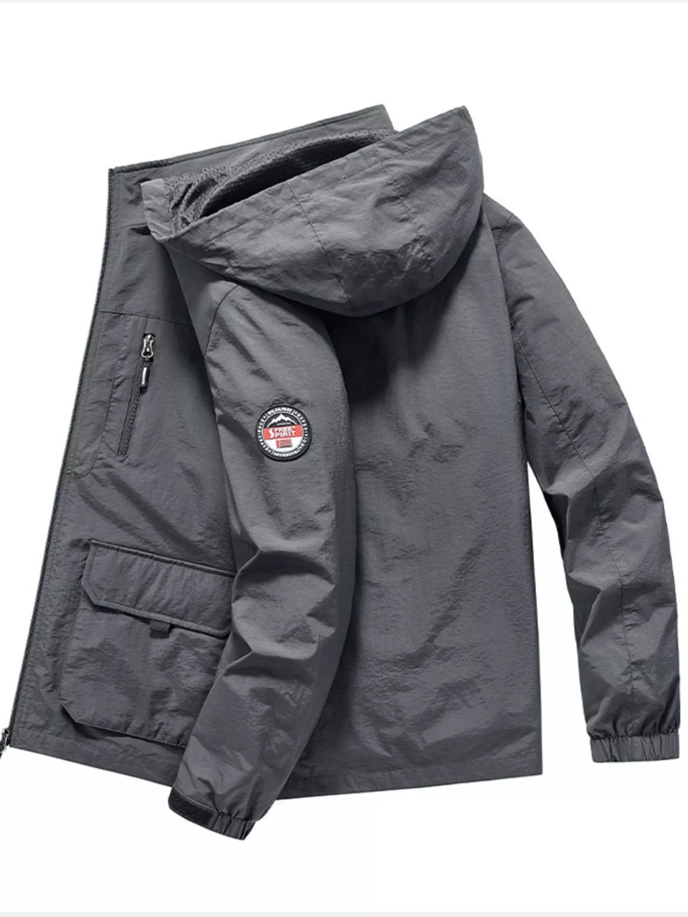 Men's Plus Size Lightweight Hooded Windproof Outdoor Jacket