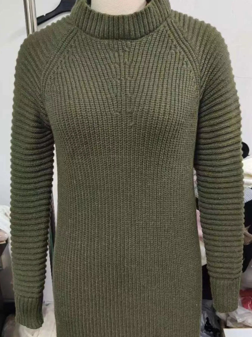 Full Size Turtleneck Raglan Sleeve Sweater Dress Plus Size