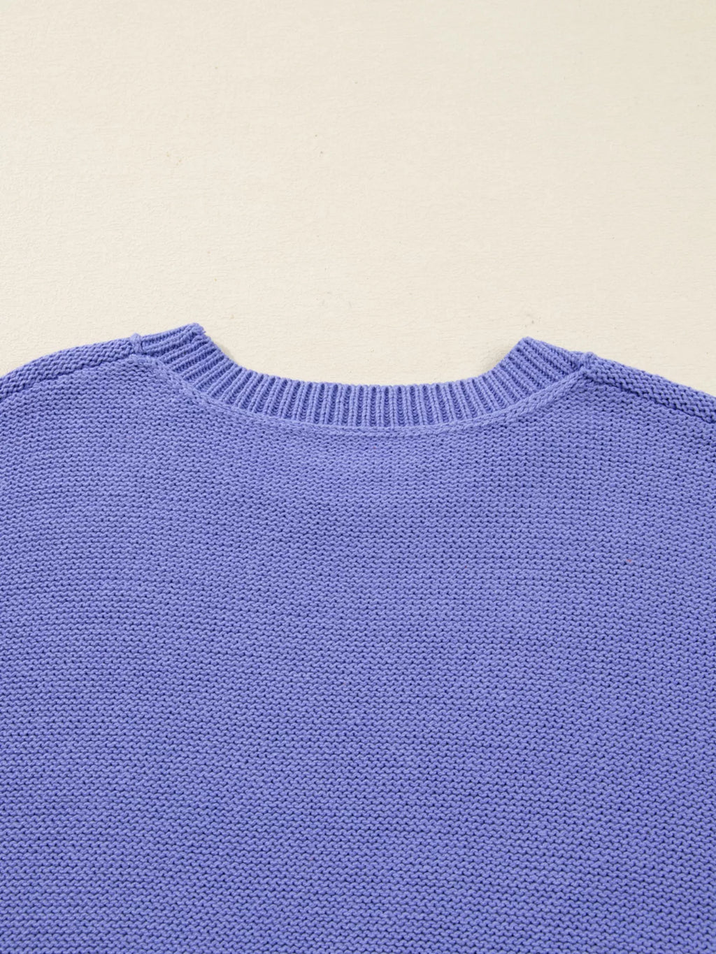 Plus Size Striped Trim Drop Shoulder Knit Loose Sweater
