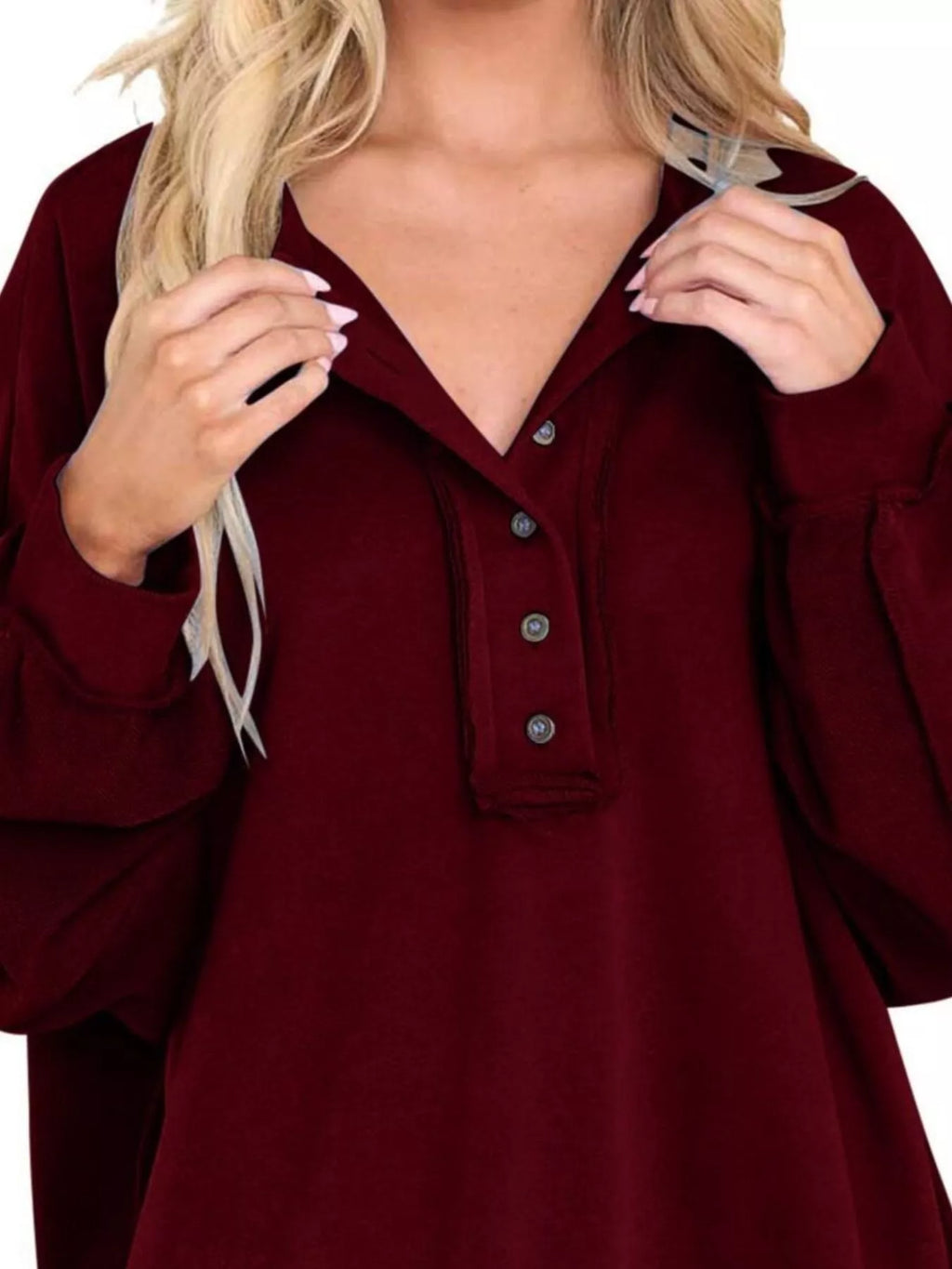 Half Snap Long Sleeve Sweatshirt